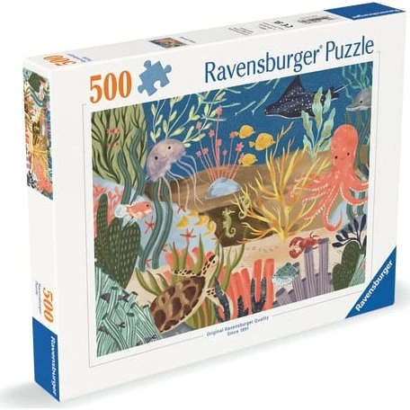 Ravensburger Ocean Whimsie 500p - Havfantasi med delfiner og koralrev