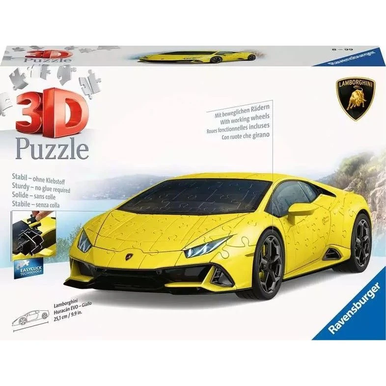 Ravensburger 3D Puslespil Lamborghini Huracan Giallo, 108 Brikker