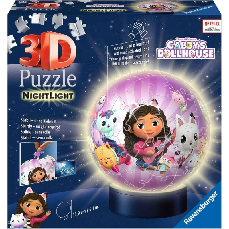 Ravensburger 3D Gabby's Dollhouse Puslespil Natlys, 72 Brikker