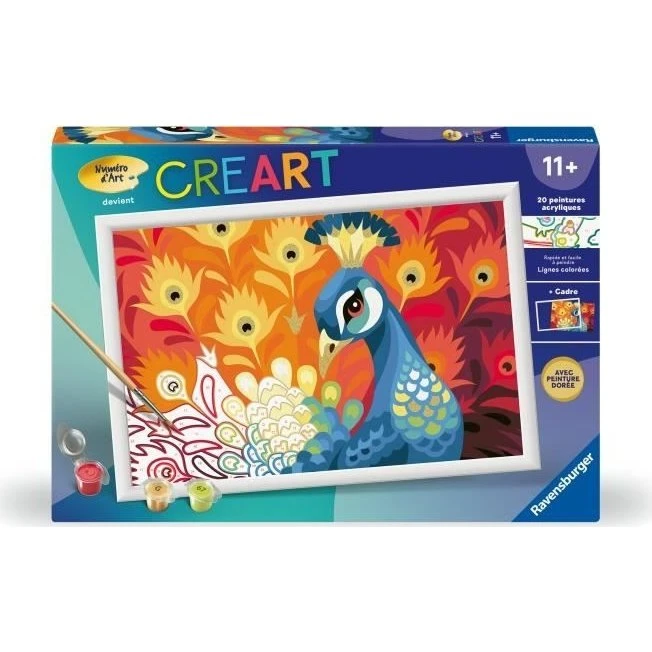 Ravensburger CreArt Kids Påfugl 31x21cm Maler efter tal, 9+