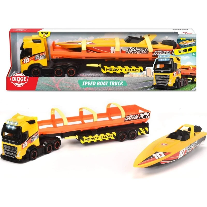 Dickie Toys Volvo Sea Race Lastbil med Båd, 42cm, fra 3 år