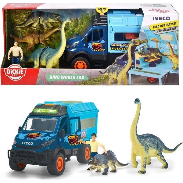 Dickie Toys Dino World Lab Legetøjsbil med Dinosaurer og Figur - 3+ år