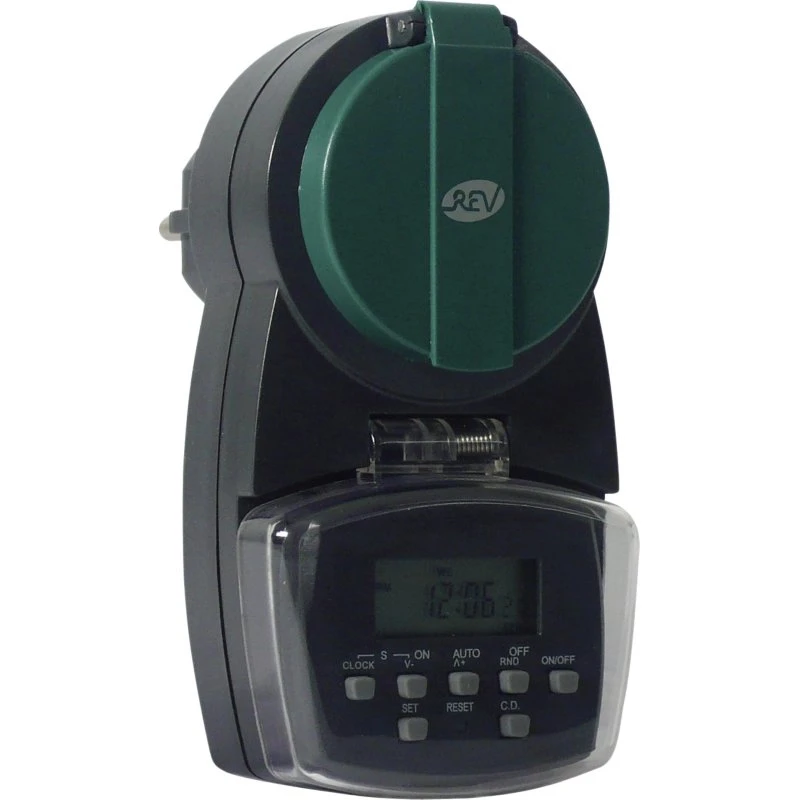 REV Digital Timer 7 Dage, 230V, 1800W, Sort
