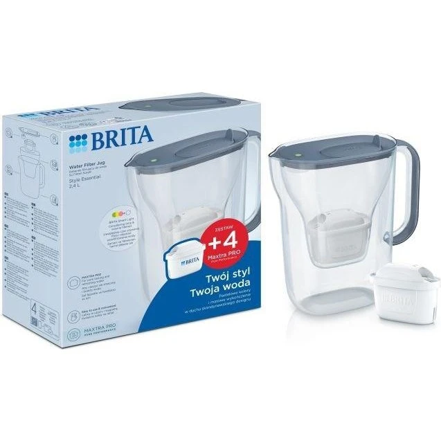BRITA Style Essential + 4 Maxtra Pro Filtervandkande, Grafit, 2,4 L