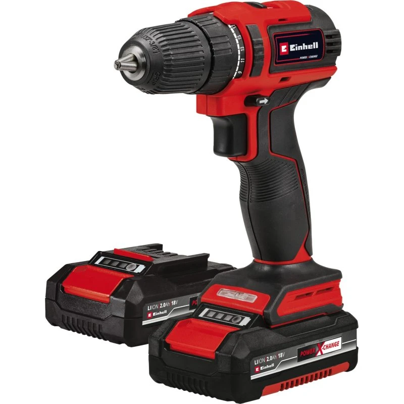 Einhell TE-CD 18/40 Børsteløs Akkuboremaskine, 18V, 2x2,0Ah, Rød/Sort