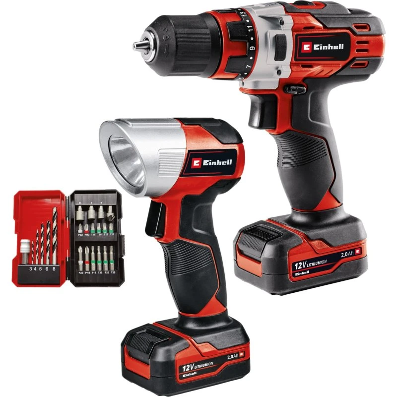 Einhell TE-CD 12/1 Akkuboremaskine med 2x 2,0Ah batterier og 22-delt sæt