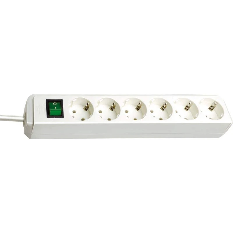 Brennenstuhl Eco-Line 6-stik Hvid 1,5m med afbryder