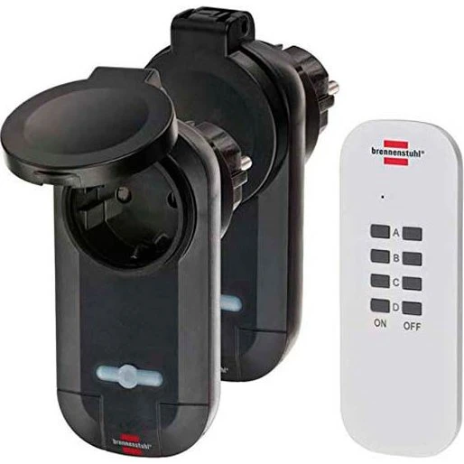 Brennenstuhl Fjernbetjent Stikkontakt 2-Pack Sort