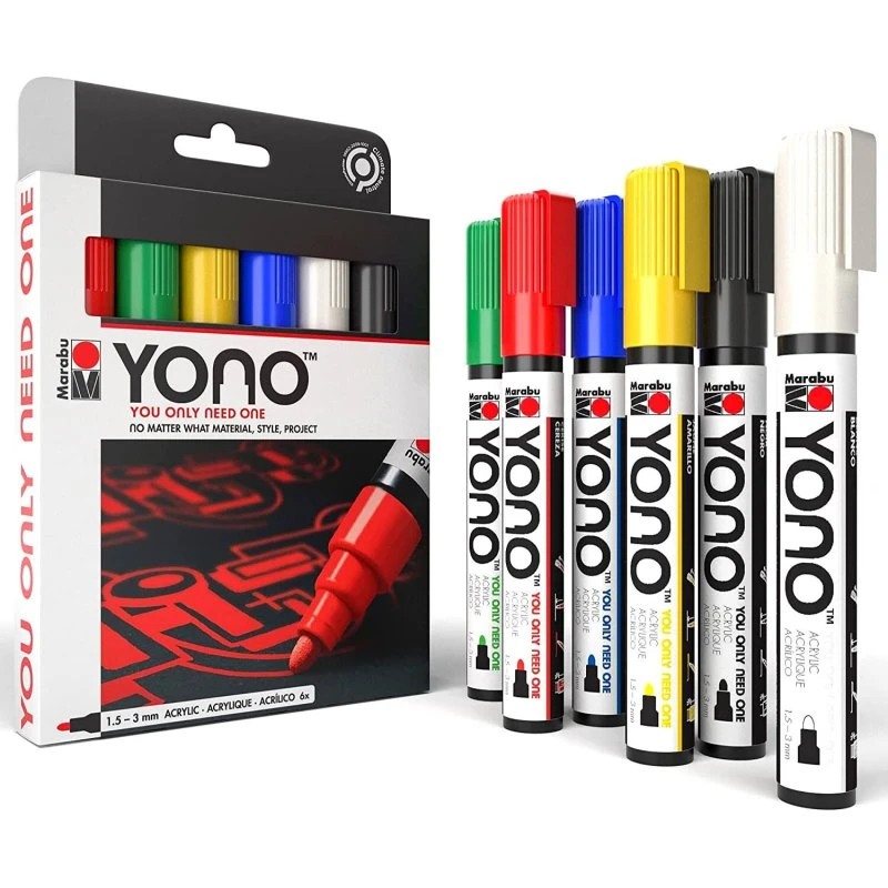 Marabu Yono Marker Sæt 1,5-3 mm, 6 Farver