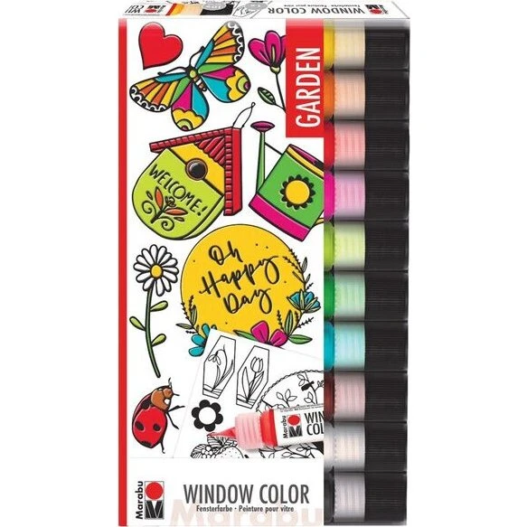 Marabu Fun&Fancy Vinduesmaling Sæt 10x25ml - Have