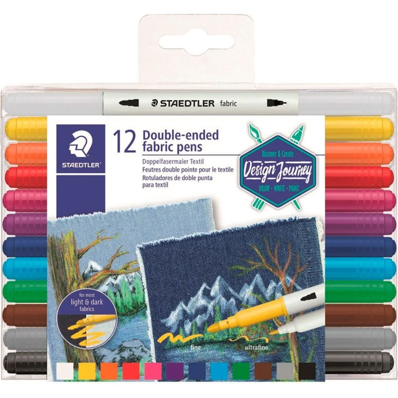 Staedtler Tekstil Duo 12 farver, 2 tykkelser