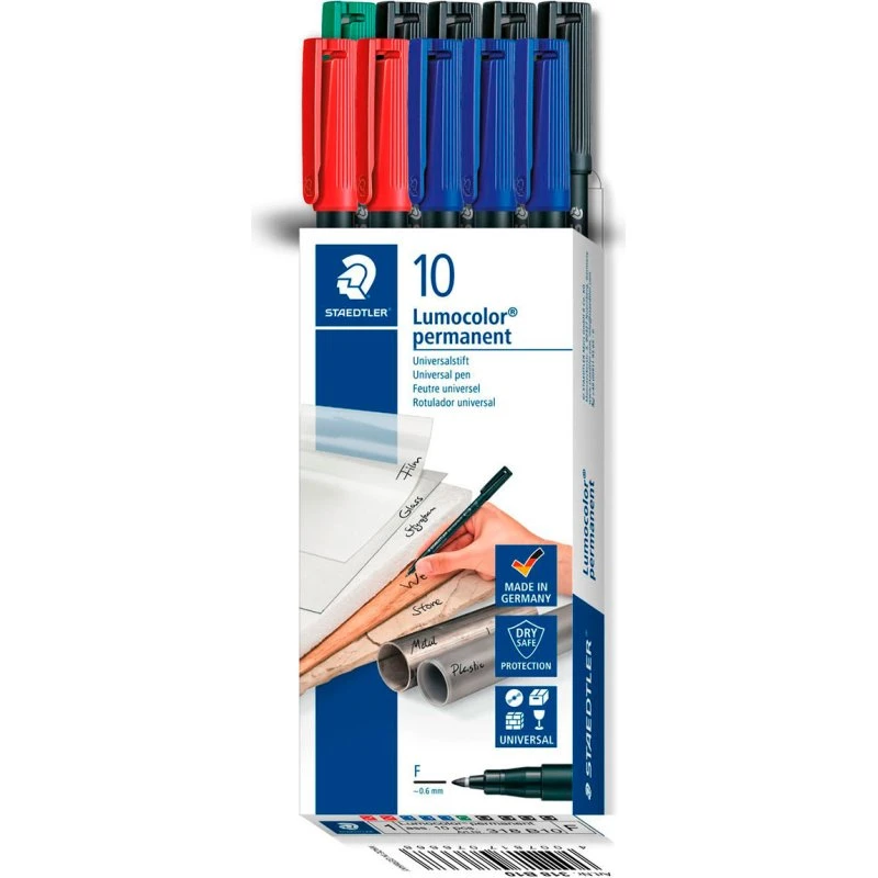 Staedtler Lumocolor Permanent F Overhead Markør (10 farver)