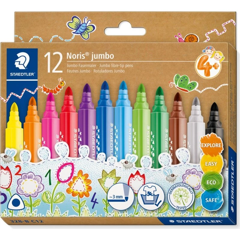 Staedtler Noris Jumbo Tusser 12 Farver, 3 mm Rund Spids