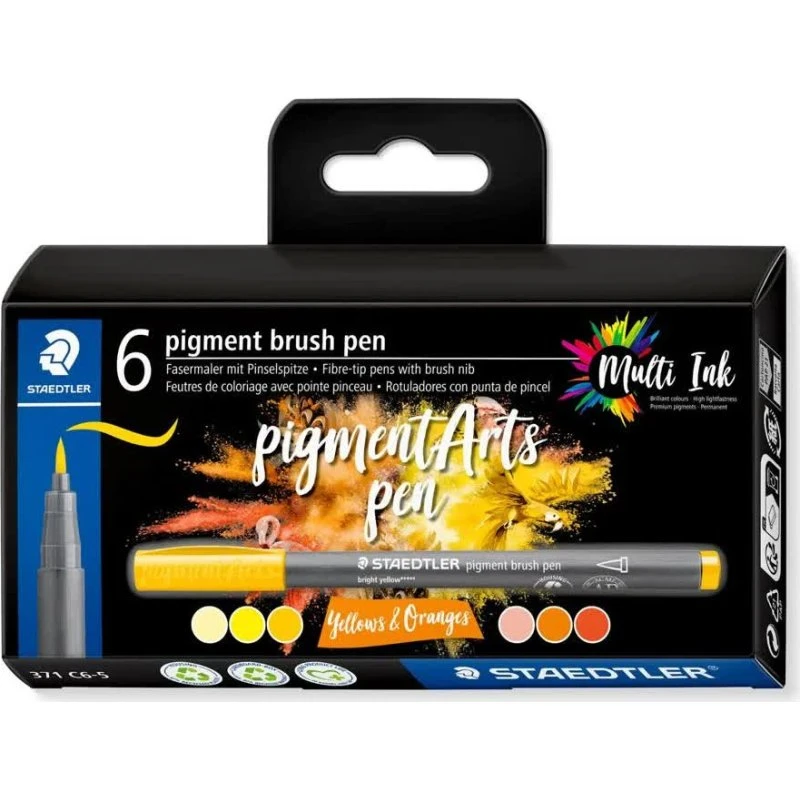 Staedtler Pigment Arts Brush Pen 6 Farver