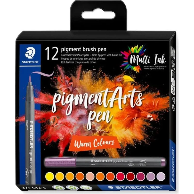 Staedtler Brush Pen Pigment 12 Farver
