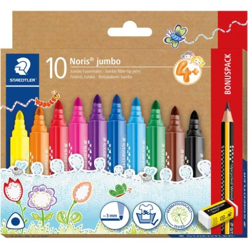 Staedtler Noris Jumbo Tuscher 10 Farver i Etui