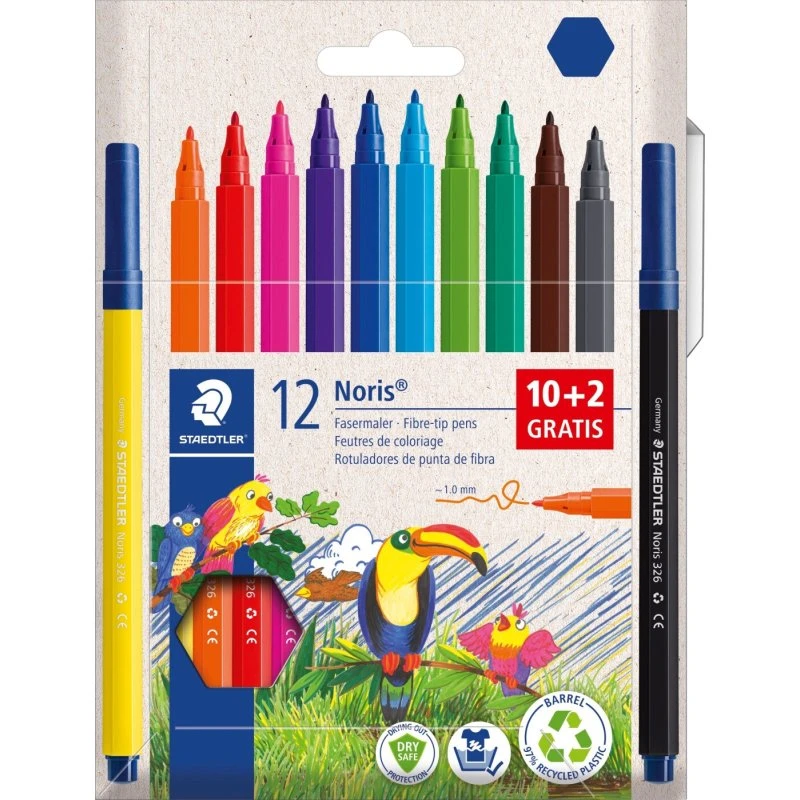 Staedtler Noris Fibertuscher 12 Farver (10+2)