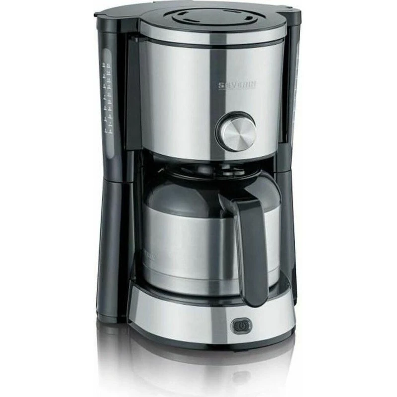 Severin KA 4845 Drypkaffemaskine, 1,0 L, 1000 W, 8 Kopper, Stål/Grå
