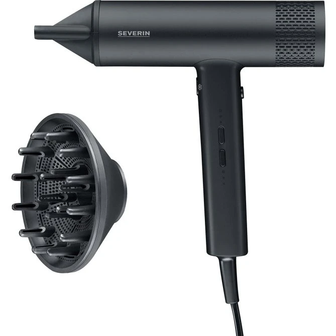 Severin S-STYLE Speed Pro Hårtørrer 2000W, 3 varmeindstillinger, sort