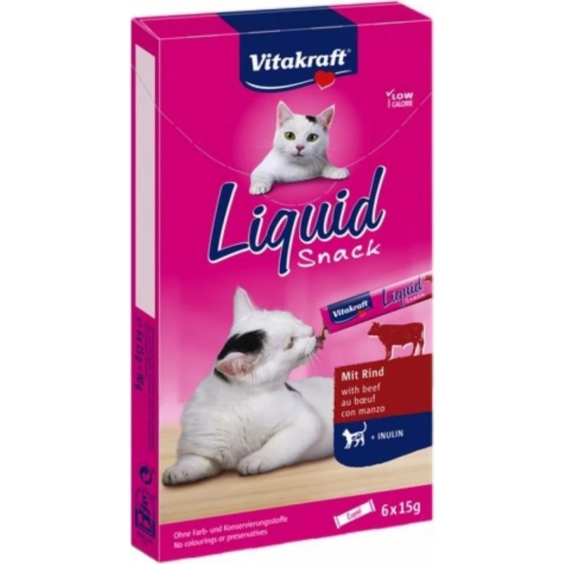 Vitakraft Liquid Snack med okse, 6x15g