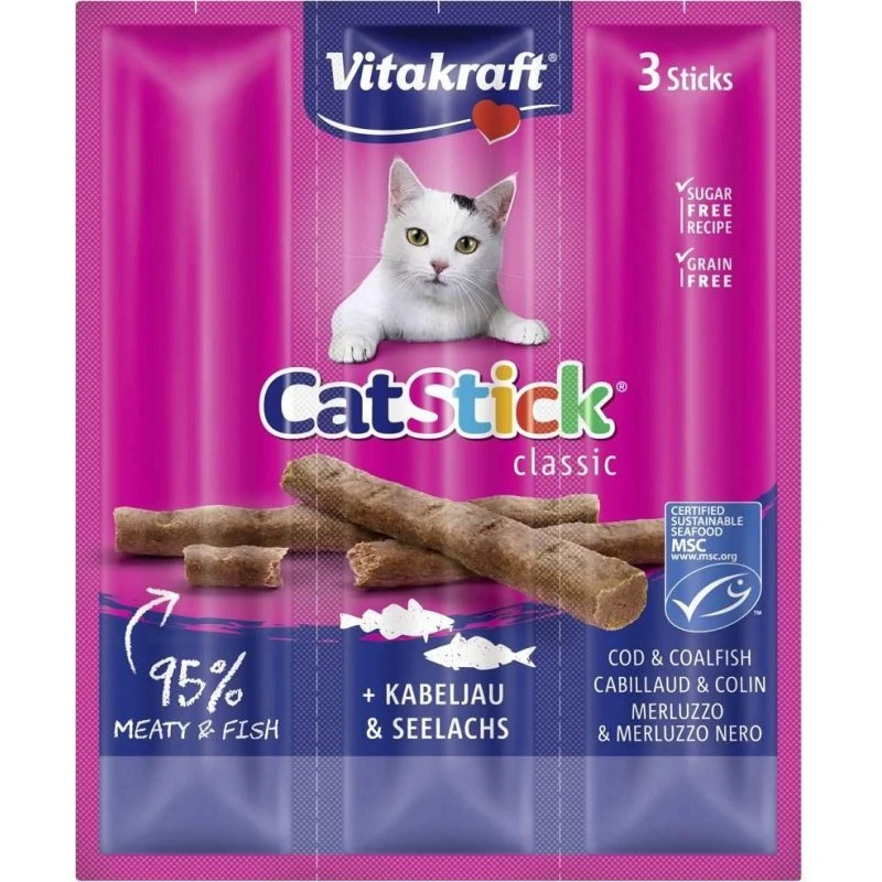 Vitakraft CatStick Classic Torsk & Sej, 3 stk