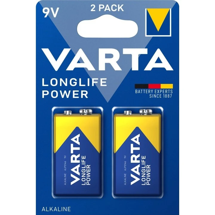 Varta LONGLIFE Power 9V Alkaline 2-Pack (Blå)