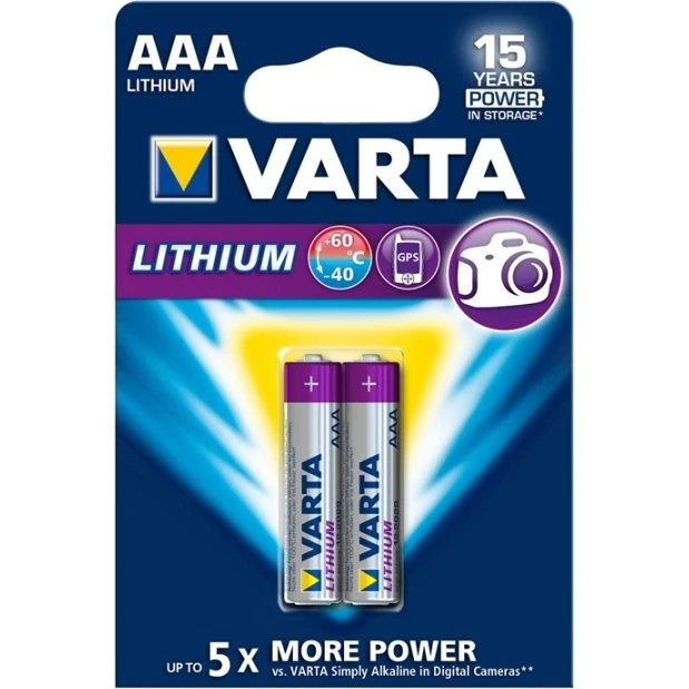 Varta Ultra Lithium AAA 1,5 V 1100 mAh (2 stk.) Grå/Sølv