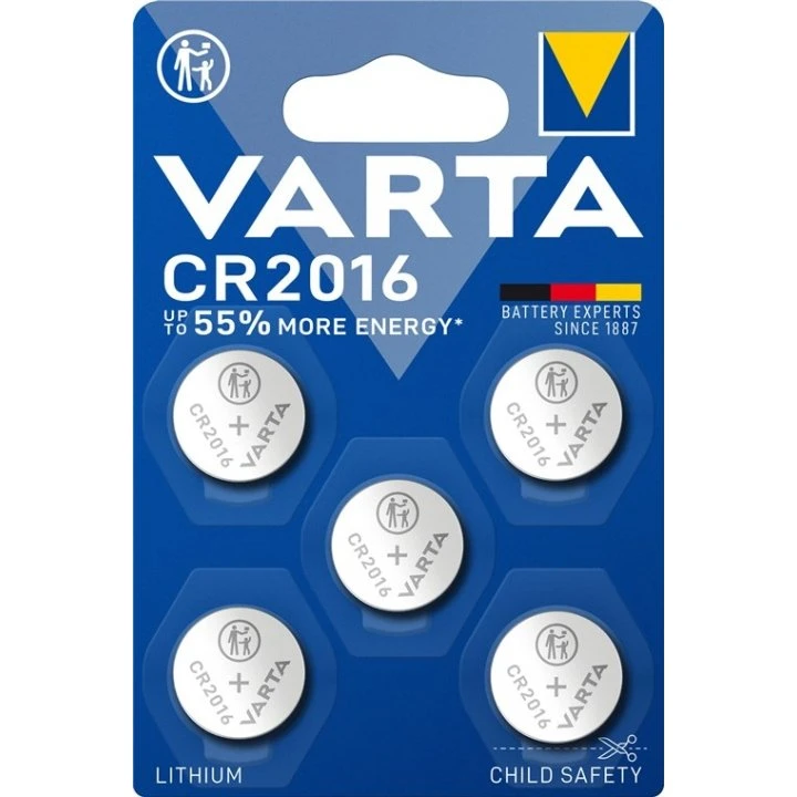 Varta CR2016 3V Lithium-knapcelle, 5 stk.