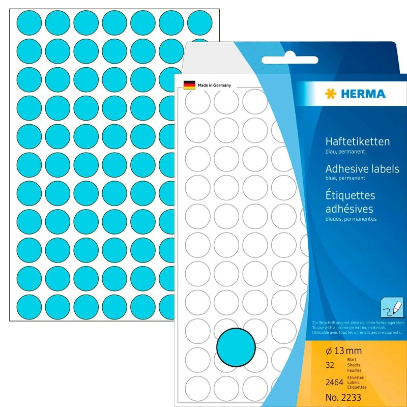 Herma Runde Etiketter Blå (ø13mm) 2464 stk