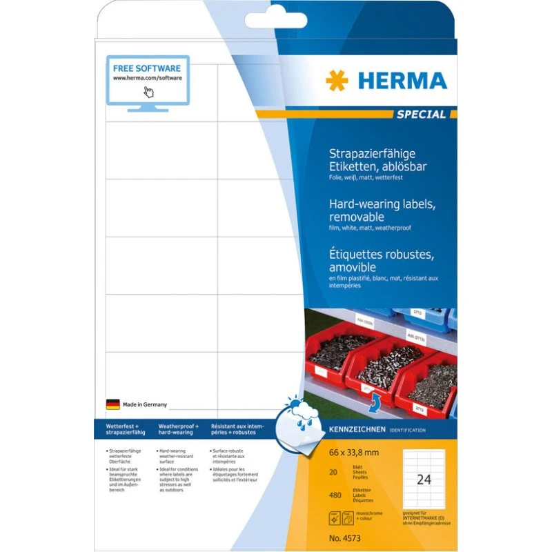 HERMA Special Filmmærkater 66 x 33,8 mm, 480 stk