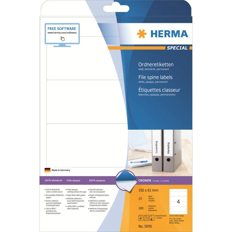 HERMA Special Uigennemsigtige Mappemærkater 192 x 61 mm, 100 stk