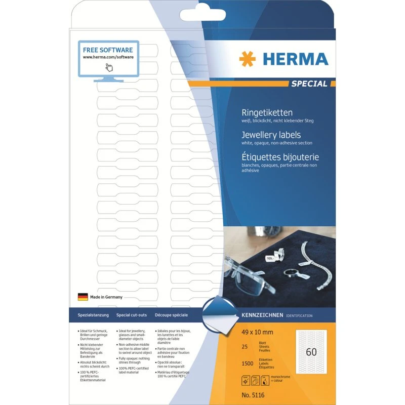 HERMA Special Hvid 49 x 10 mm 1500etiketter