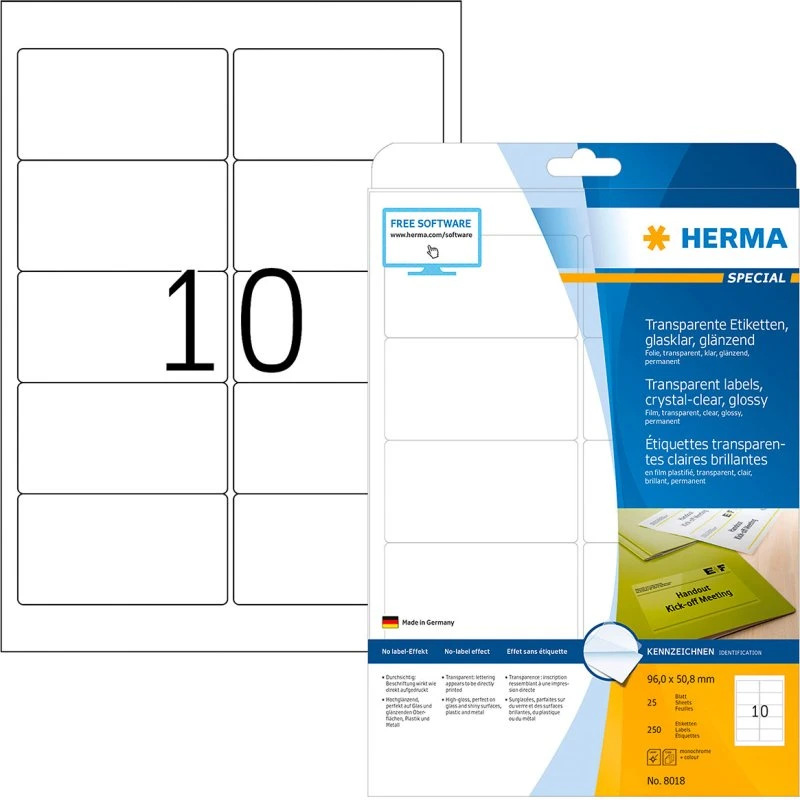 Herma Filmetiketter 50,8 x 96 mm, 250 stk
