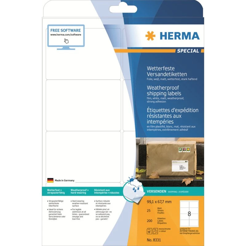 HERMA Special Polyester Mat Hvid 99.1 x 67.7 mm 200 Etiketter