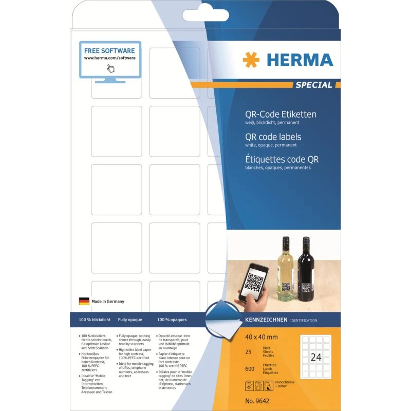 HERMA Special Uigennemsigtige Mappemærkater 40x40 mm, 600 stk