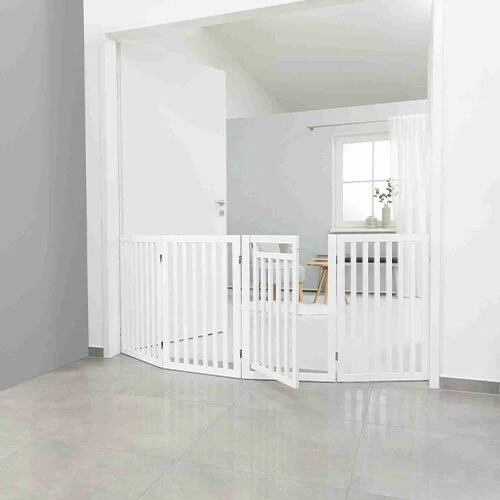 Trixie Hundegitter med dør, hvid 81 cm (60–160 cm)