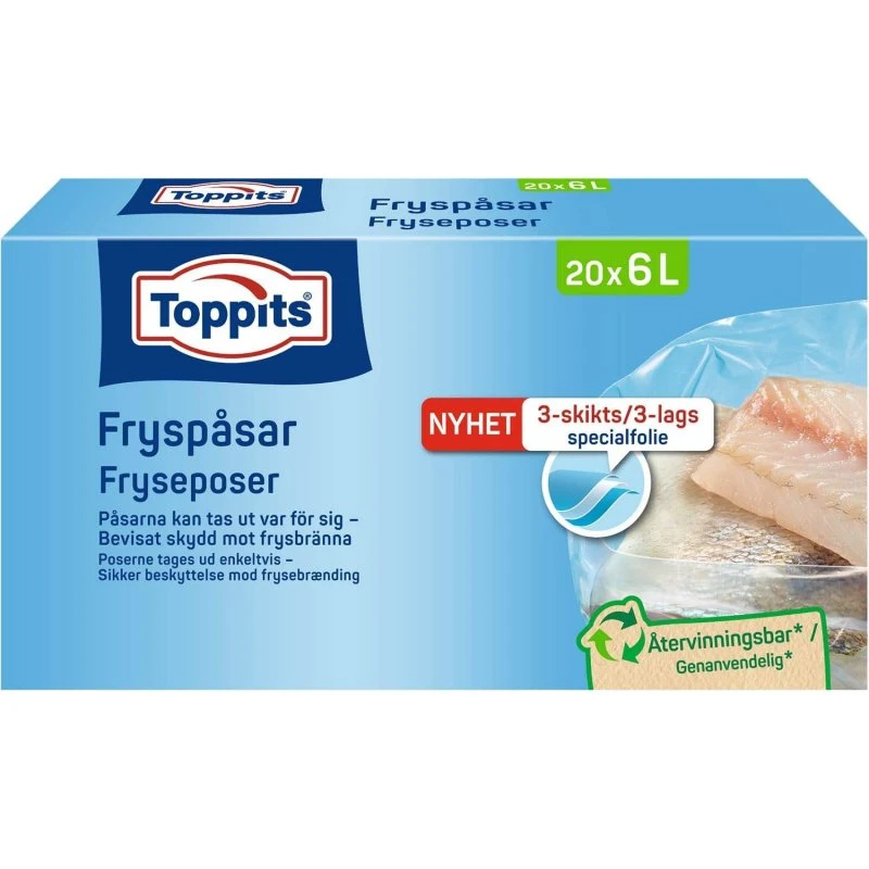Toppits Fryseposer 6L, 20 stk. (10 pakker)