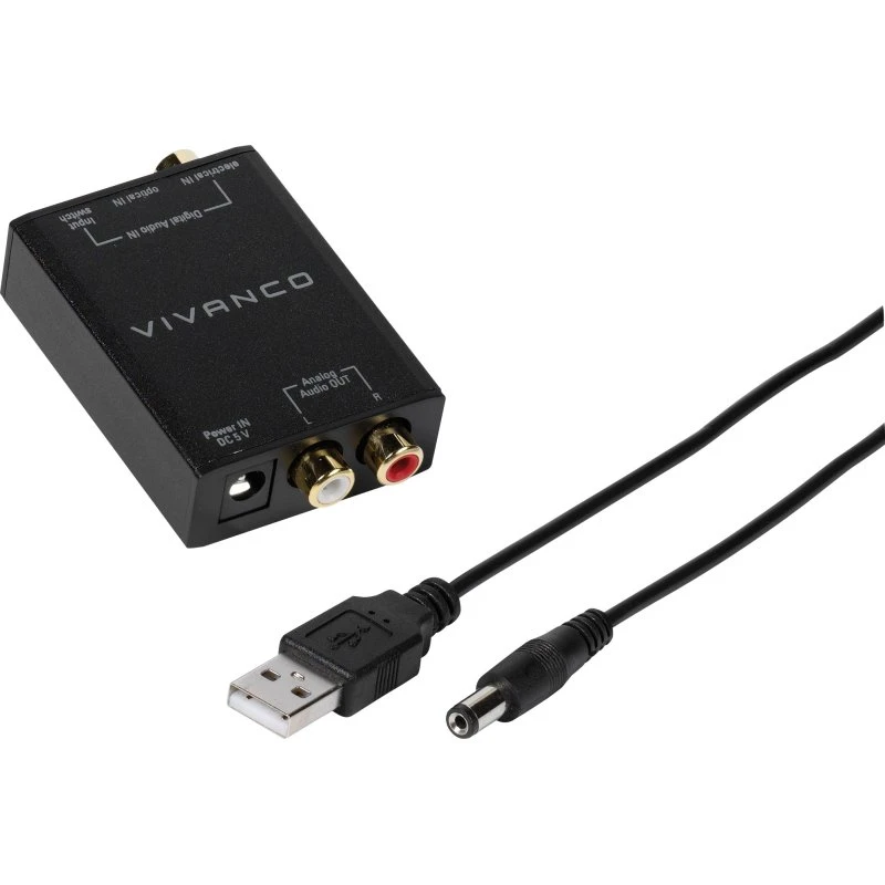 Vivanco 46143 Digital til Analog Lydkonverter (guld-belagte stik)