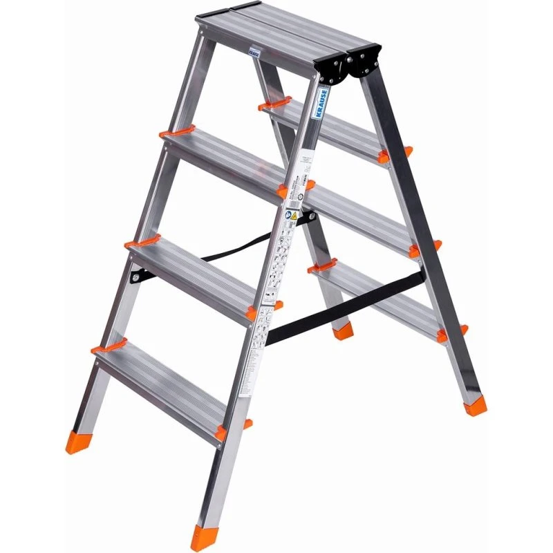 Krause Dopplo Stige 4 Trin, Aluminium, Tosidet, Sølv
