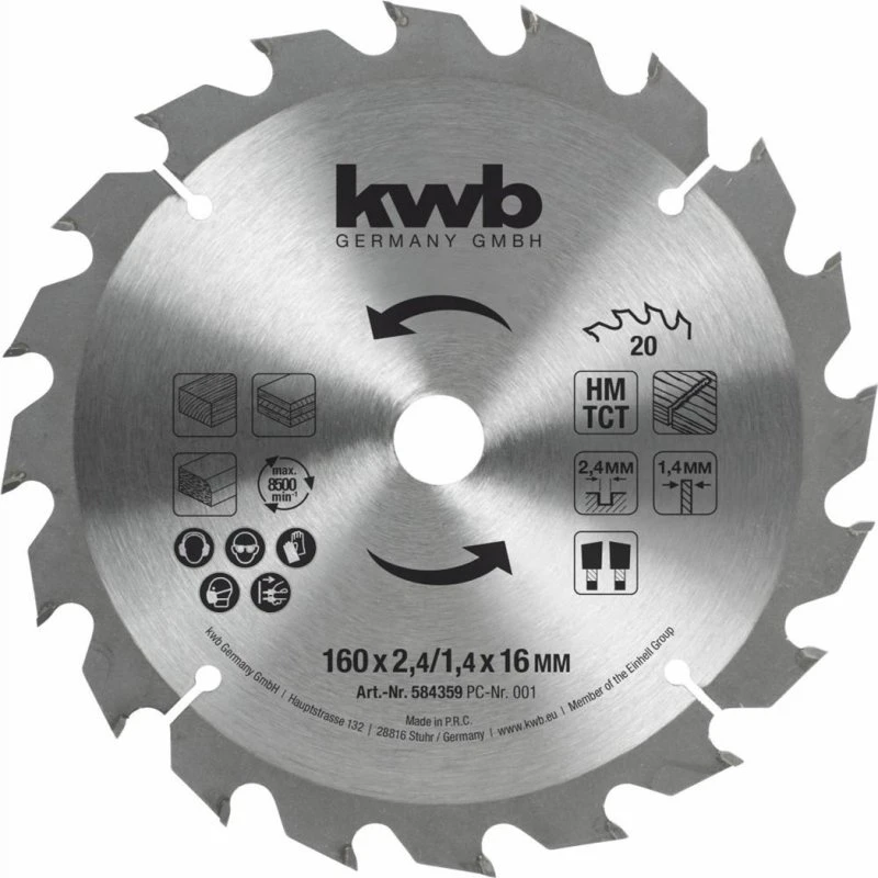 Kwb TCT Rundsavsklinge Ø160x2,4x16mm