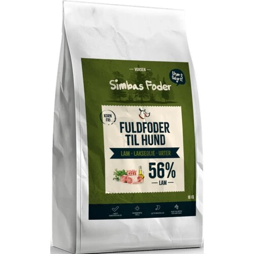 Simbas Kornfri Hundefoder med Lam 10 kg