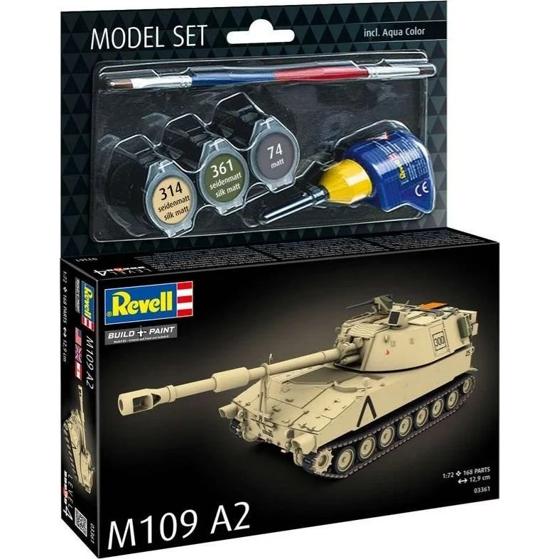 Revell M109 A2 1:72 Modelkampvogn med lim og grundmaling