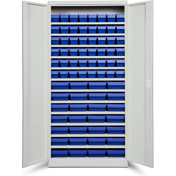 ASPB Opbevaringsskab Mod4 1980x980x470 mm, 76 blå kasser