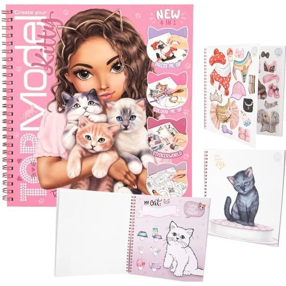OP Model Kitty Katt Katter Cat pysselbog Rosa 4 in 1