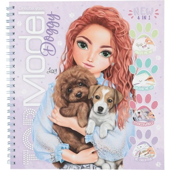 TOPModel Doggy Aktivitetsbog – 40+ Spiralbundne Sider med Klistermærker