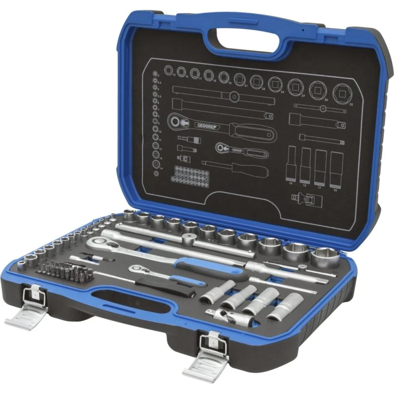 Gedore 19 BMC 20 Topnøglesæt 1/4" & 1/2" – 69 dele