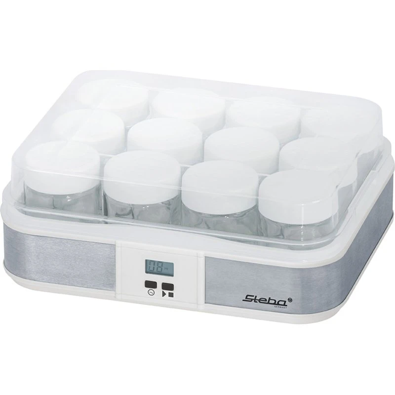 Steba Yoghurtmaker med 12 glas, 2,5 liter, rustfrit stål/hvid