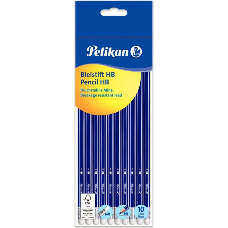 Pelikan HB Blyanter med Viskelæder, 10 stk
