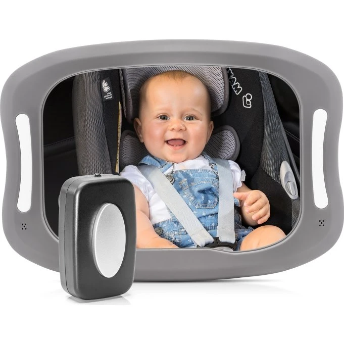 Reer BabyView Bilspejl med lys - Grå - 29 x 8 x 24 cm