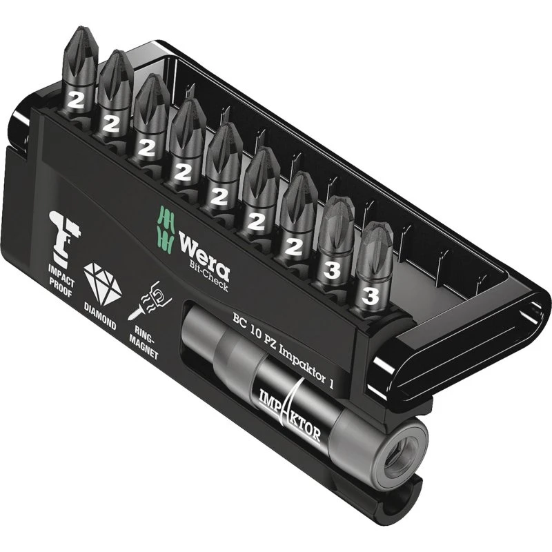 Wera 05057684001 9-stk PZ Impaktor Bit-sæt med bitholder